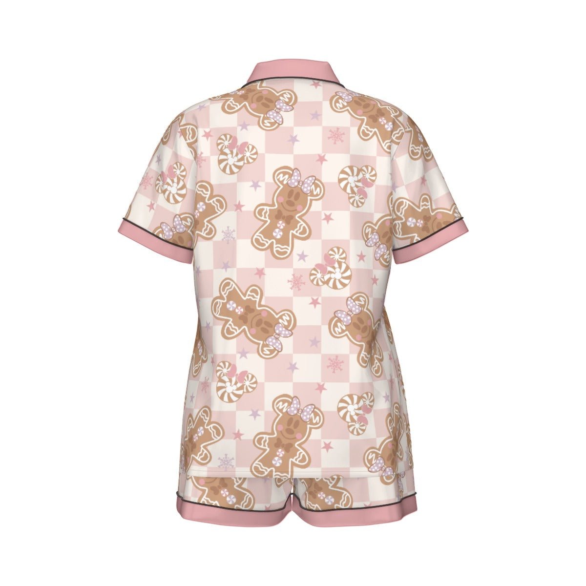 Mouse Gingerbread Women's Imitation Silk Pajama Set With Short Sleeve Wrong Lever Clothing