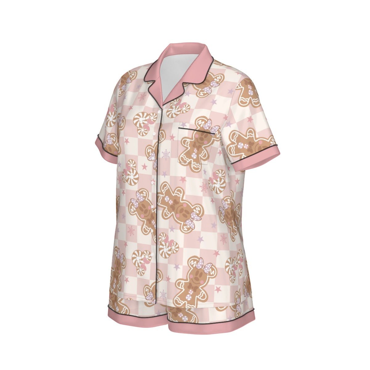 Mouse Gingerbread Women's Imitation Silk Pajama Set With Short Sleeve Wrong Lever Clothing