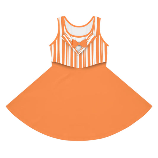 Orange Dapper Day Main St Magic Inspired Girl's Skater Dress - Bounding Main St USA Style adult disney halloweenadult halloweenAll Over PrintsWrong Lever Clothing