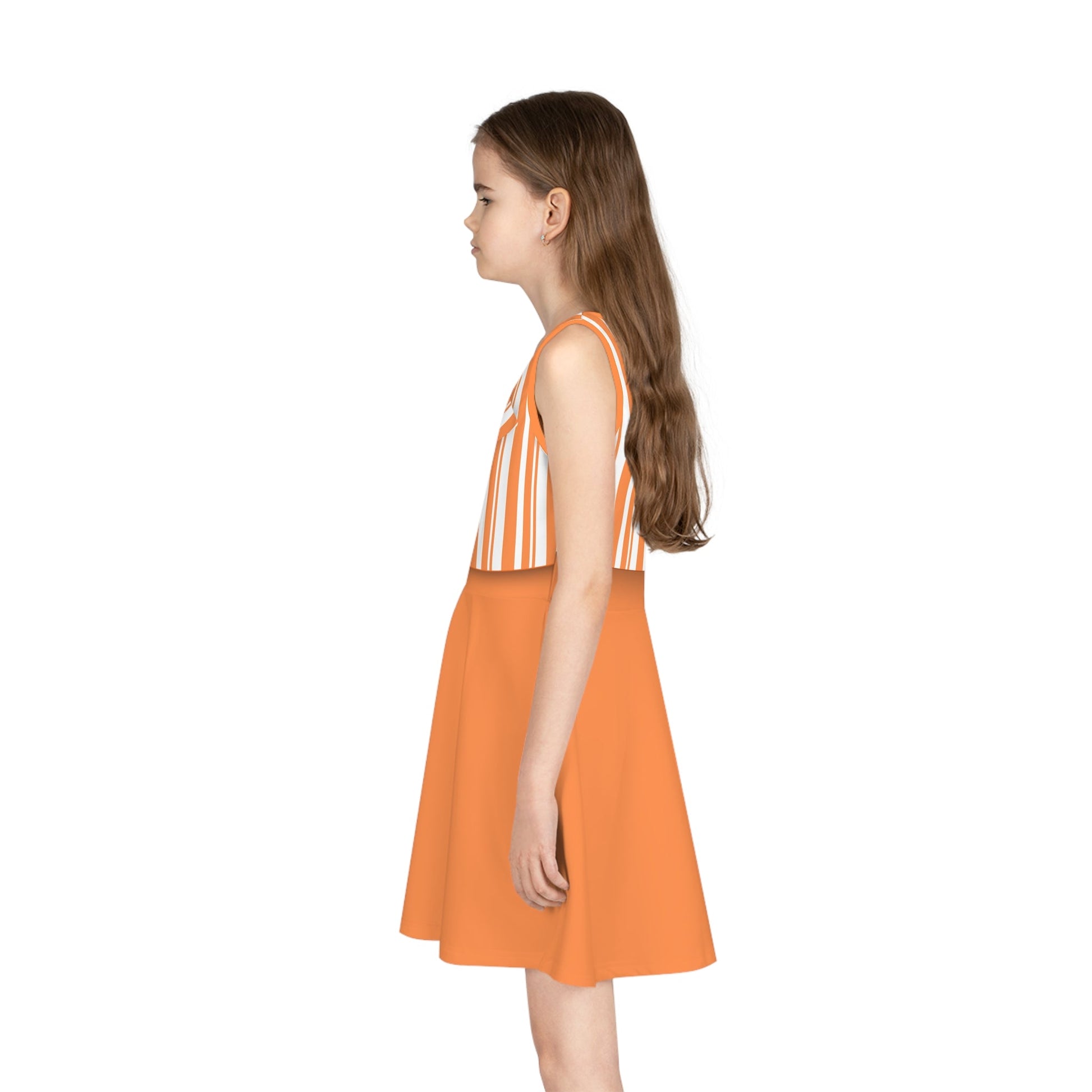 Orange Dapper Day Main St Magic Inspired Girl's Skater Dress - Bounding Main St USA Style adult disney halloweenadult halloweenAll Over PrintsWrong Lever Clothing