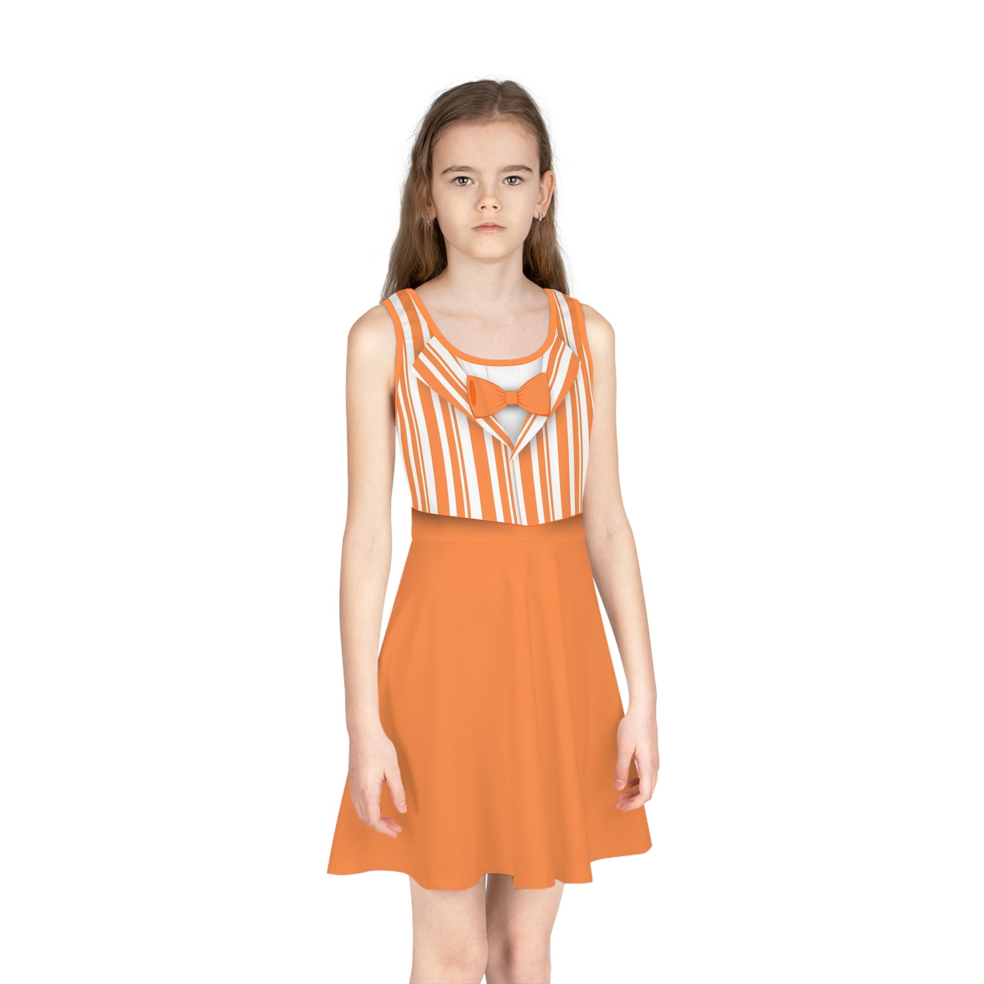 Orange Dapper Day Main St Magic Inspired Girl's Skater Dress - Bounding Main St USA Style adult disney halloweenadult halloweenAll Over PrintsWrong Lever Clothing
