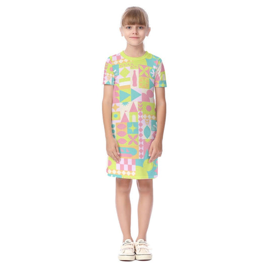 Pastel Blair Inspired Small World Kid's Short Sleeve Dress Pastel Blair Inspired Small World Kid's Short Sleeve DressWrong Lever Clothing