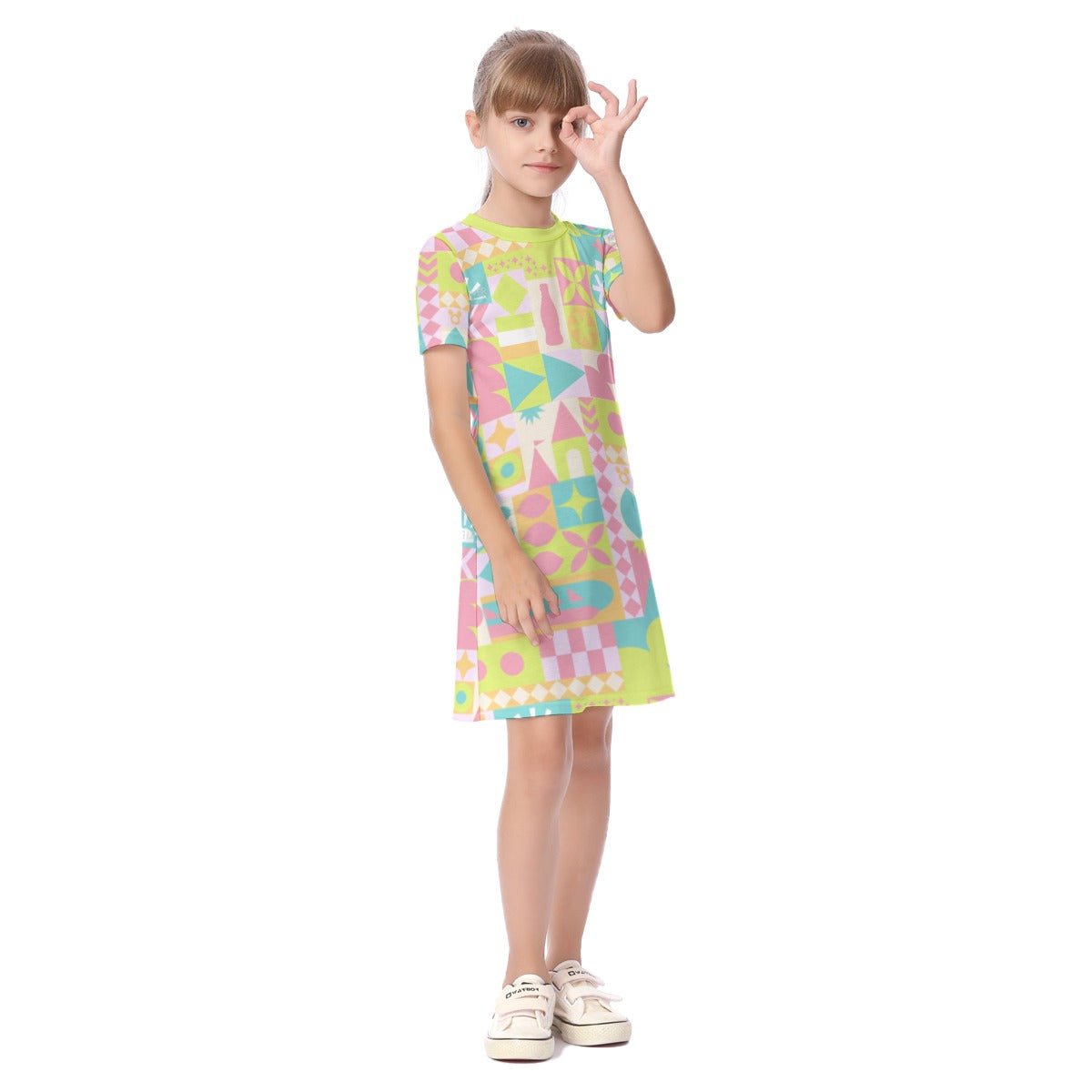 Pastel Blair Inspired Small World Kid's Short Sleeve Dress Pastel Blair Inspired Small World Kid's Short Sleeve DressWrong Lever Clothing