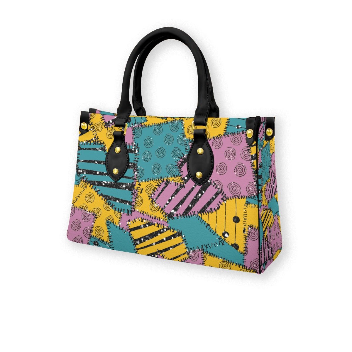 Patchwork Halloween Tote Bag with Black Handle cosplaydisney adultWrong Lever Clothing
