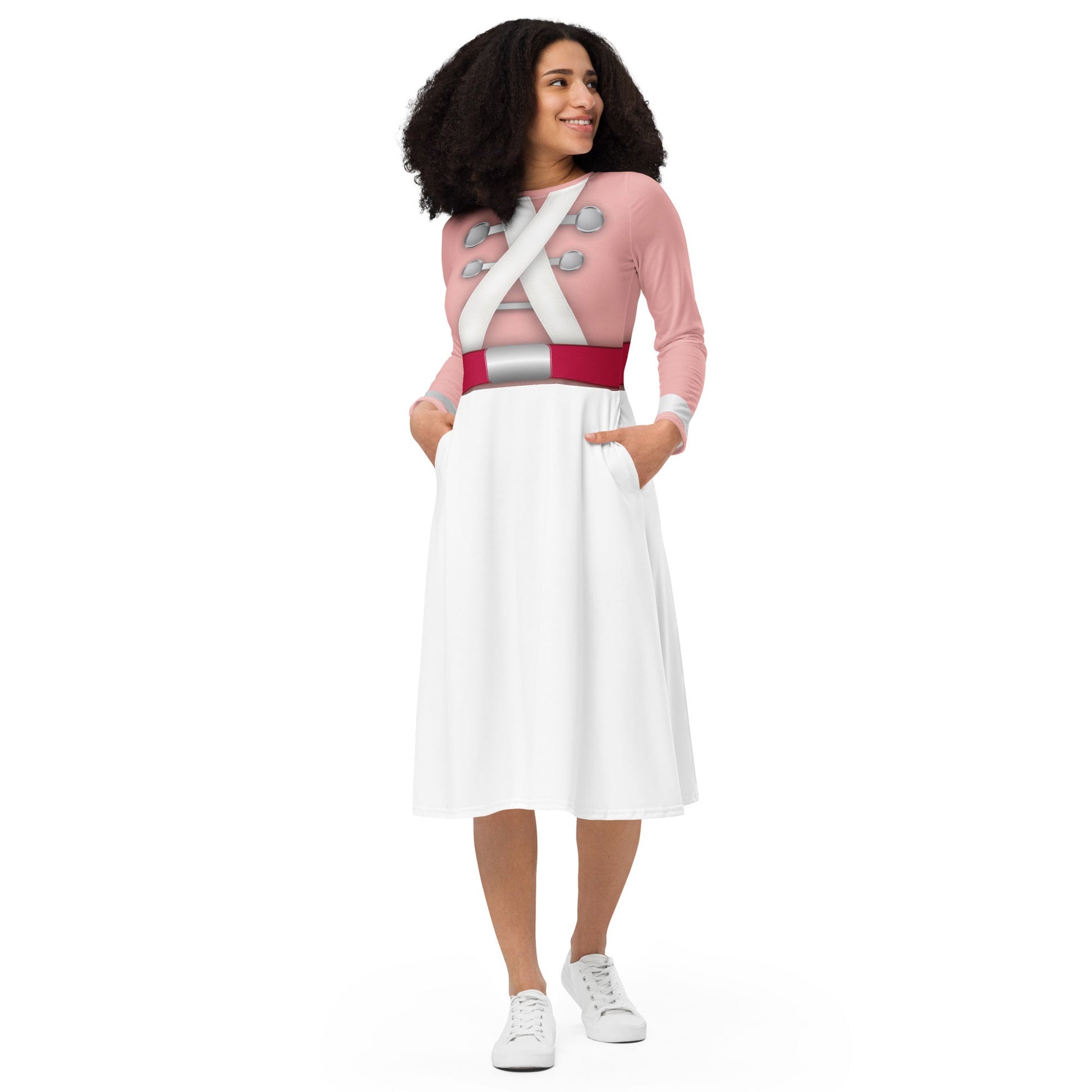 Pink Christmas Nutcracker long sleeve midi dress Pink Christmas Nutcracker long sleeve midi dress