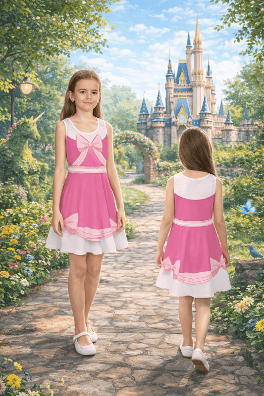 Pink Cindy Girls' Sleeveless Sundress All Over PrintAOPAll Over PrintsWrong Lever Clothing