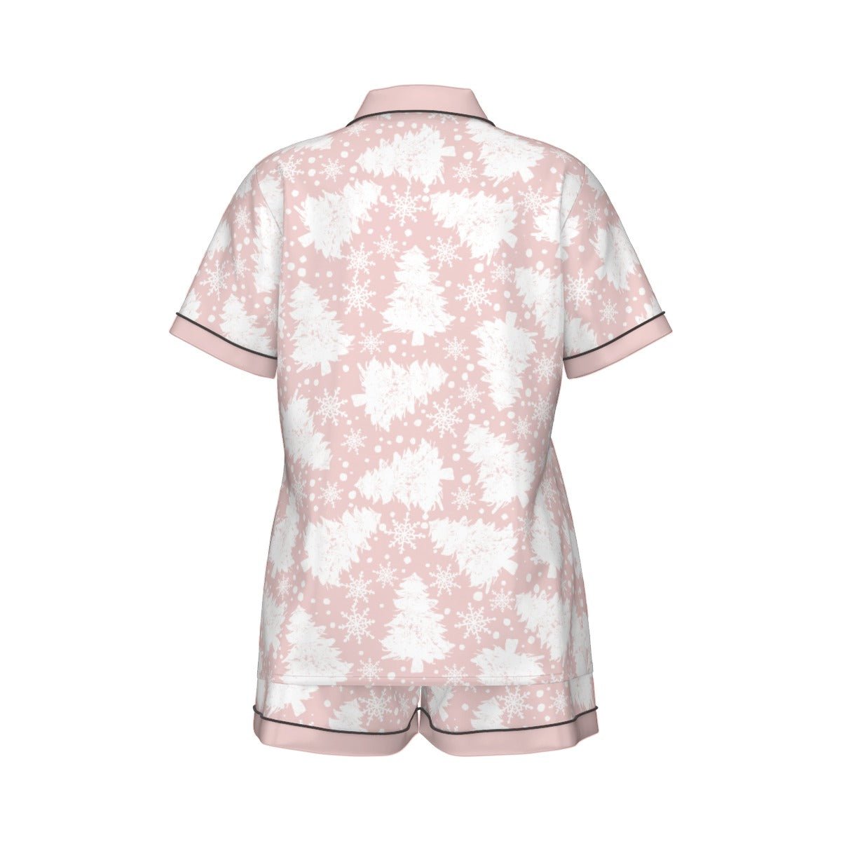 Pink Tree Imitation Silk Short Sleeve Pajama Set Wrong Lever Clothing