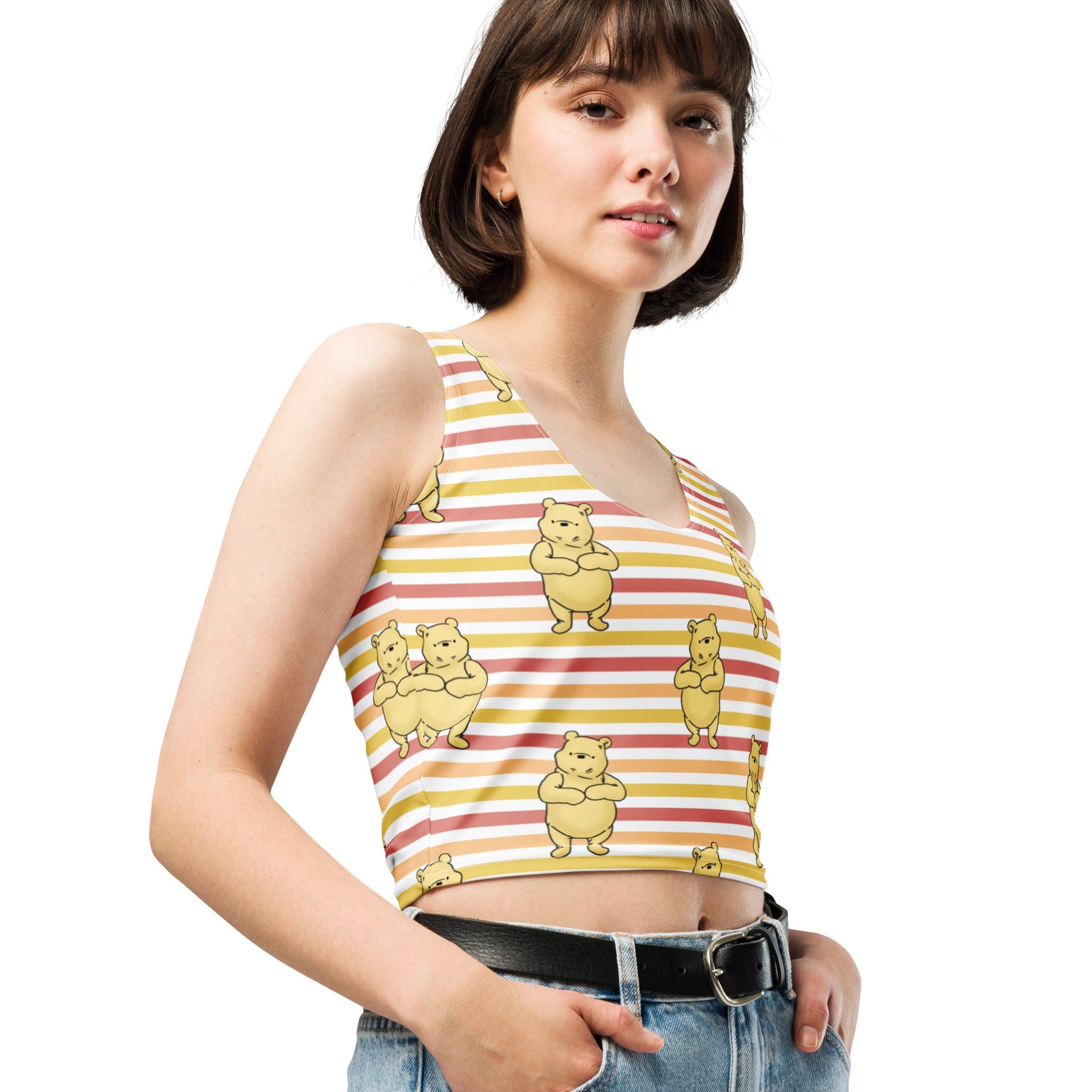 Pooh Stripe Crop Top adult disneyadult disney clothingWrong Lever Clothing