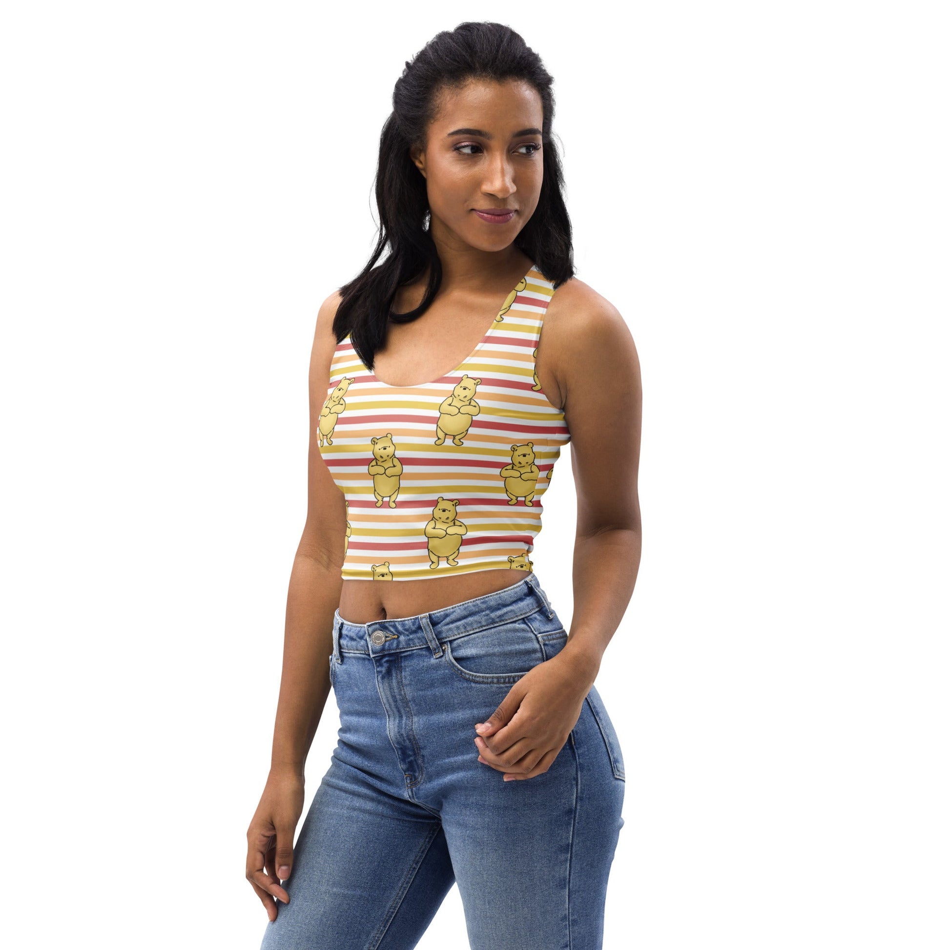 Pooh Stripe Crop Top adult disneyadult disney clothingWrong Lever Clothing