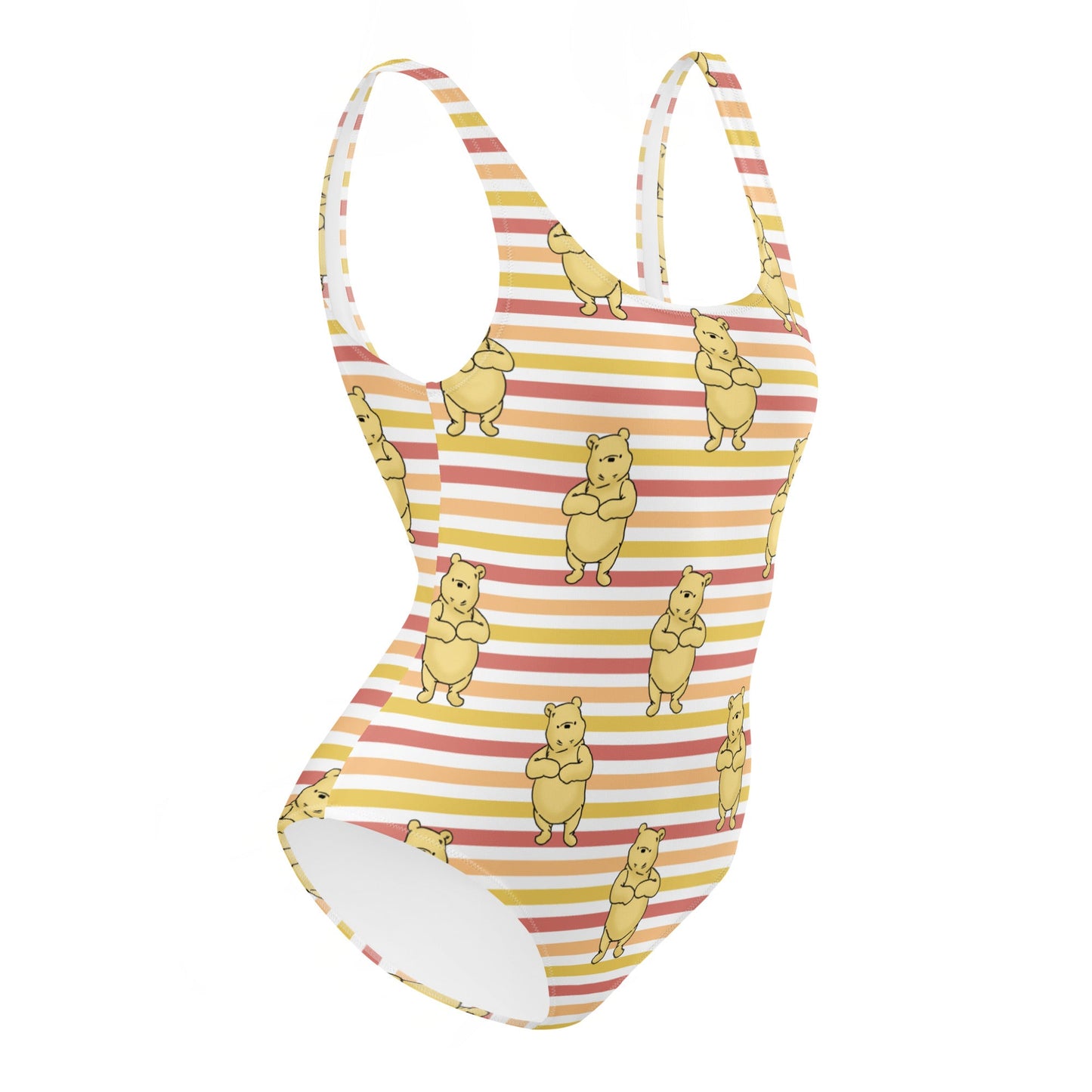 Pooh Stripes One-Piece Swimsuit adult disneyadult disney clothingWrong Lever Clothing