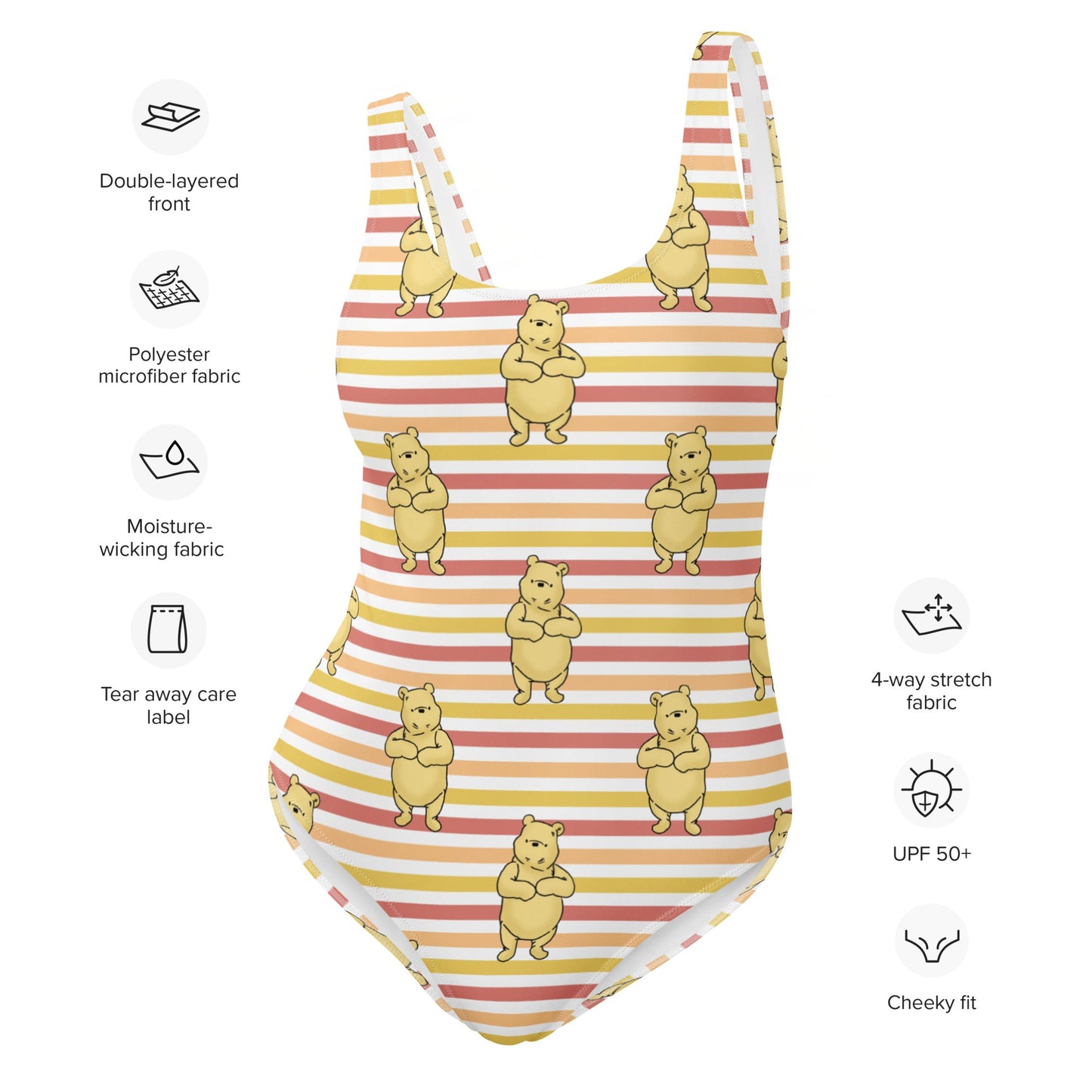 Pooh Stripes One-Piece Swimsuit adult disneyadult disney clothingWrong Lever Clothing