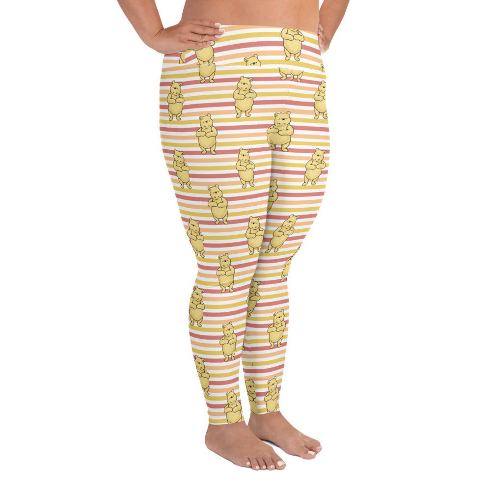 Pooh Stripes Plus Size Leggings adult disneyadult disney clothingWrong Lever Clothing