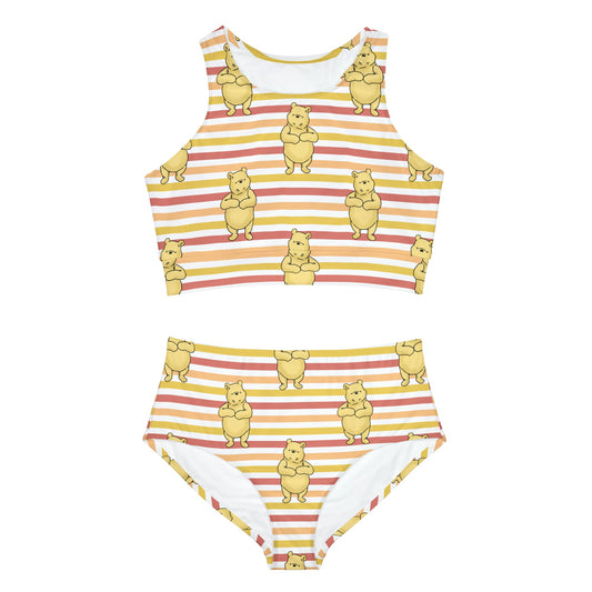 Pooh Stripes Sporty Bikini Set All Over PrintAOPAll Over PrintsWrong Lever Clothing