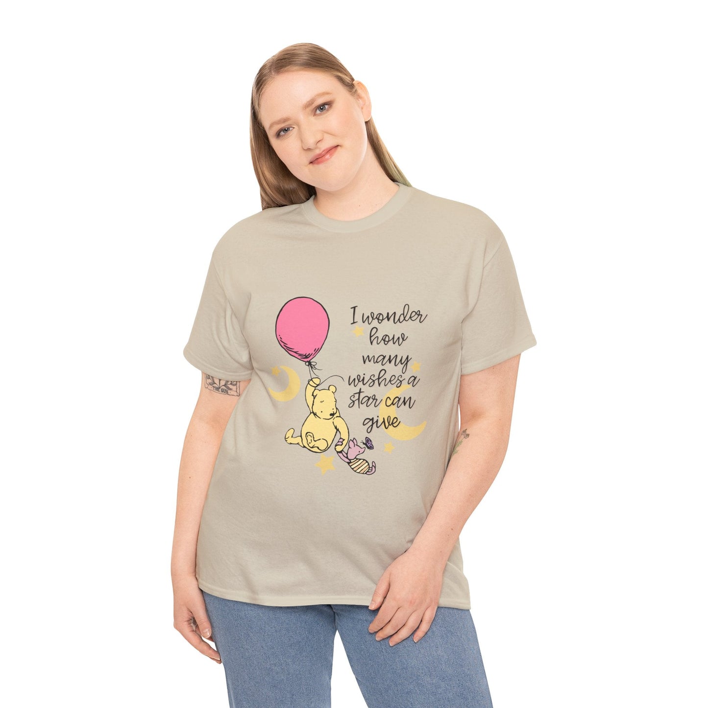 Pooh Wishes Unisex Heavy Cotton Tee Crew neckDTGT-ShirtWrong Lever Clothing