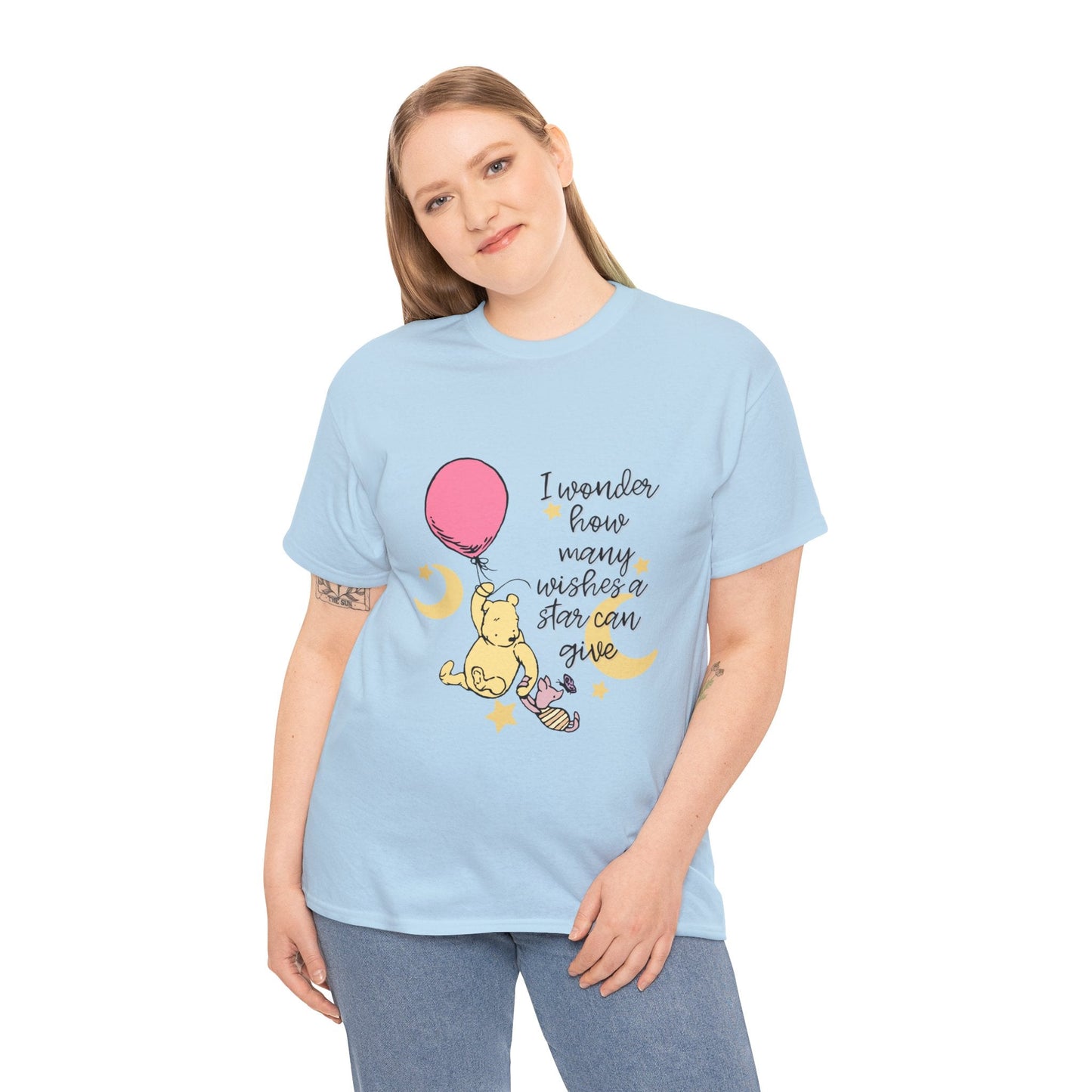 Pooh Wishes Unisex Heavy Cotton Tee Crew neckDTGT-ShirtWrong Lever Clothing