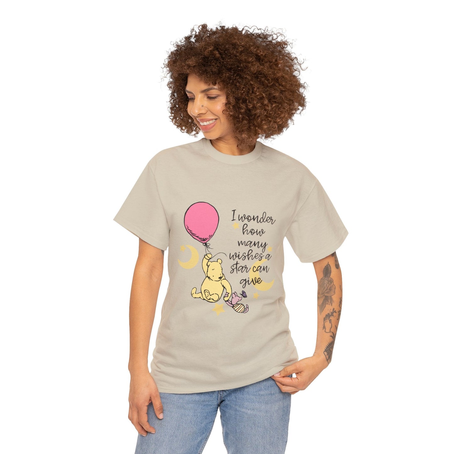 Pooh Wishes Unisex Heavy Cotton Tee Crew neckDTGT-ShirtWrong Lever Clothing