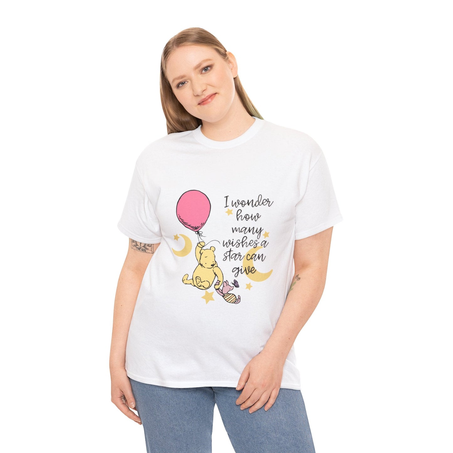 Pooh Wishes Unisex Heavy Cotton Tee Crew neckDTGT-ShirtWrong Lever Clothing