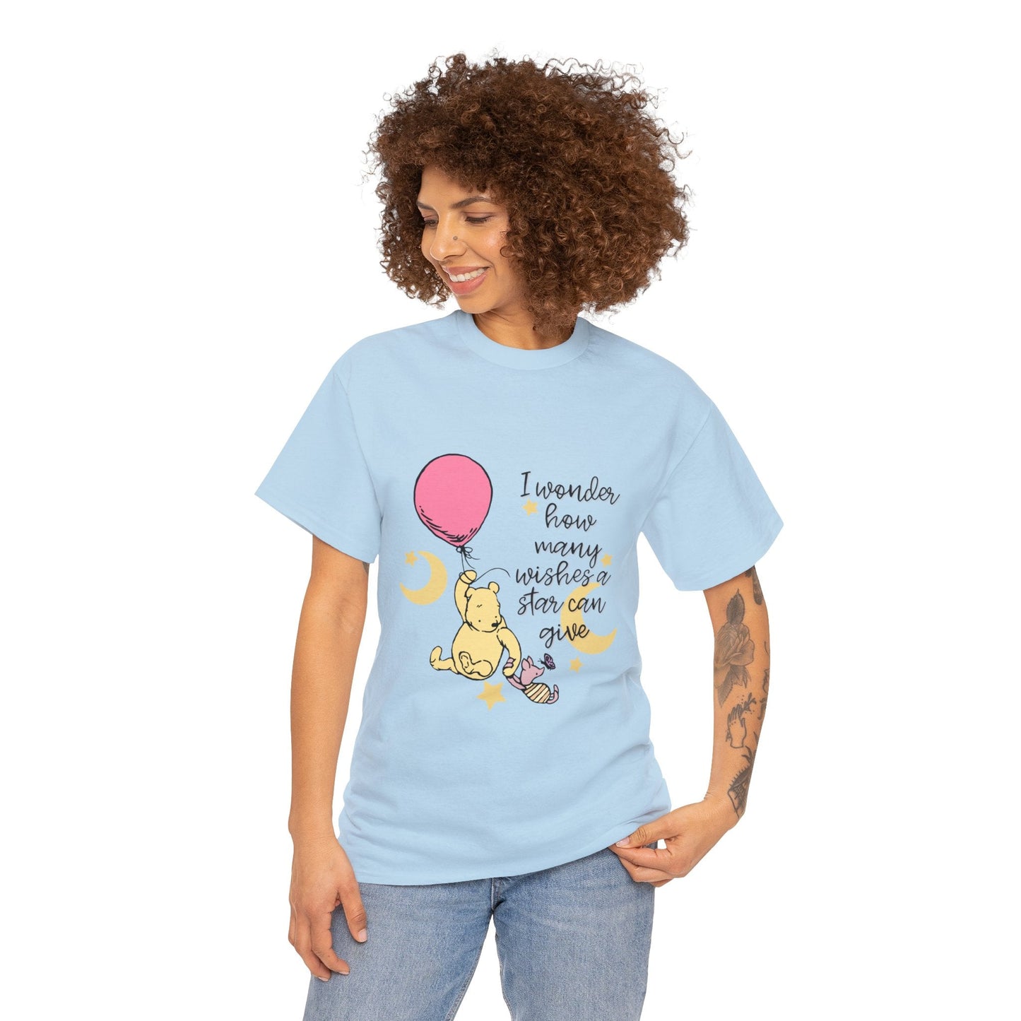 Pooh Wishes Unisex Heavy Cotton Tee Crew neckDTGT-ShirtWrong Lever Clothing