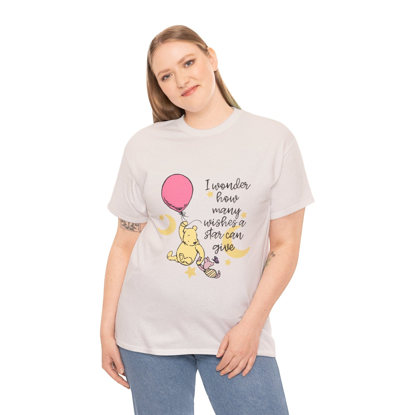 Pooh Wishes Unisex Heavy Cotton Tee Crew neckDTGT-ShirtWrong Lever Clothing