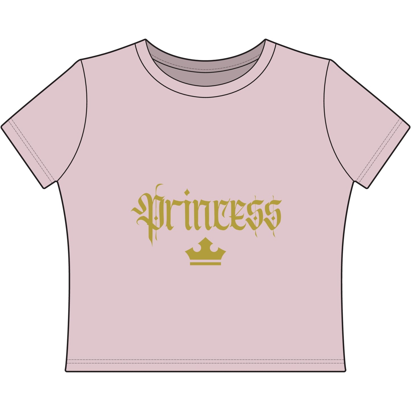 Princess Baby Tee – Dreamy Fairytale Aesthetic | Women's Baby Tee, Pink Gold Typography 90s shirtaurora styleT-ShirtWrong Lever Clothing