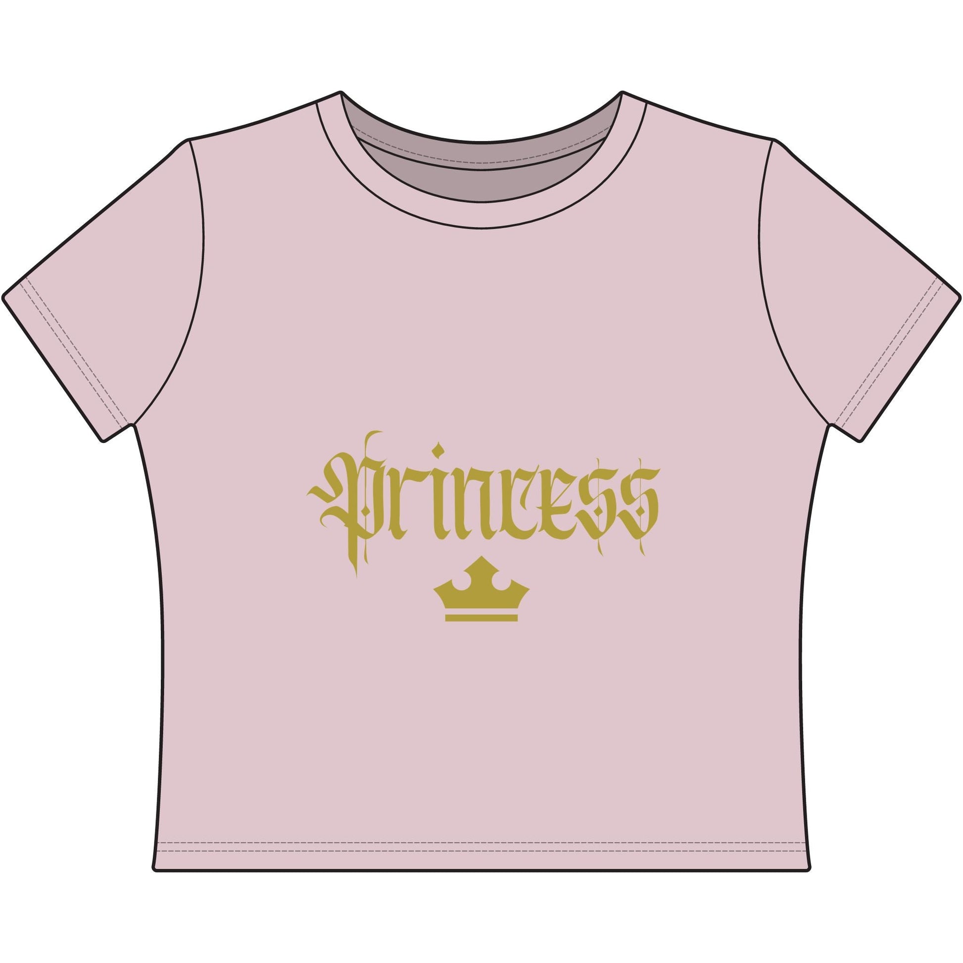 Princess Baby Tee – Dreamy Fairytale Aesthetic | Women's Baby Tee, Pink Gold Typography 90s shirtaurora styleT-ShirtWrong Lever Clothing