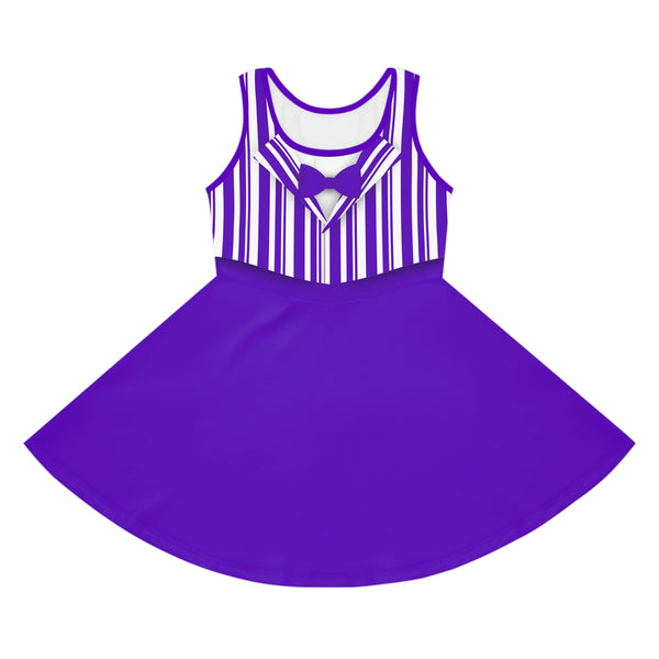 Purple Dapper Day Main St Magic Inspired Girl's Skater Dress- Bounding Main St USA Style Seam Thread Color Automatically Matched to Design / XL