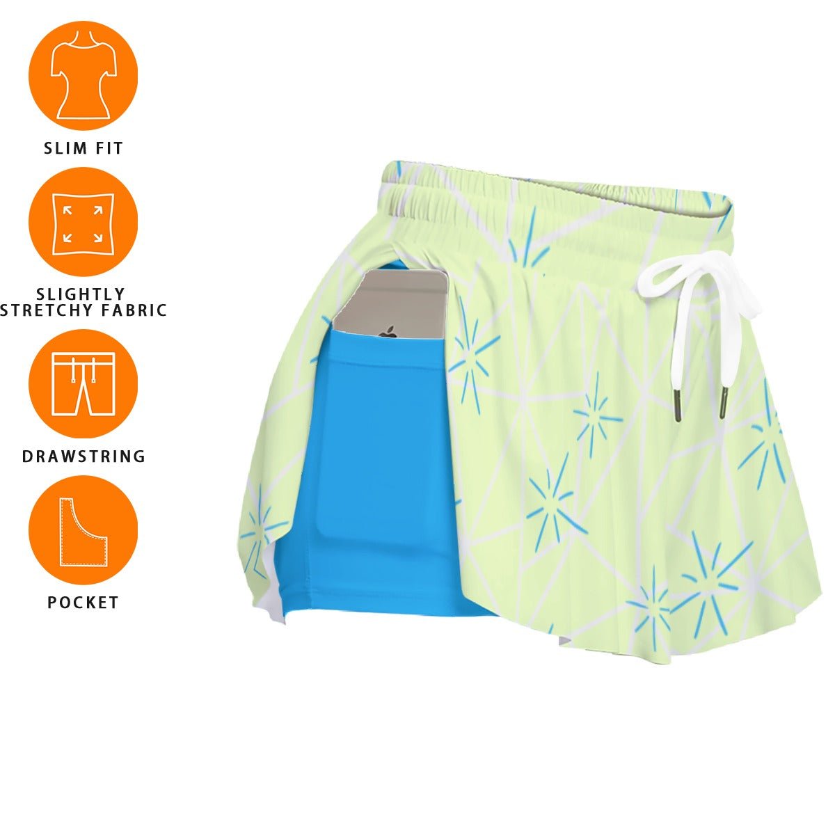 Radiant Emotion Butterfly Shorts | Sunshine & Sky Blue Flowy Athletic Shorts active wearcosplayWrong Lever Clothing