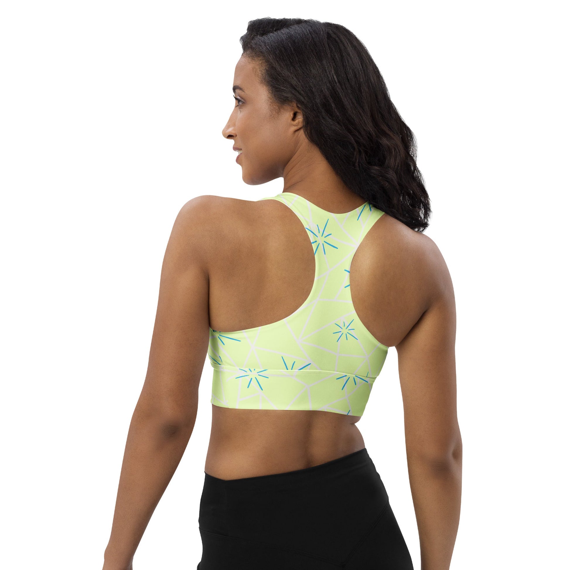Radiant Emotion - Inspired Longline Sports Bra | Sunshine & Sky Blue Athletic Crop Top cosplaycostumeWrong Lever Clothing