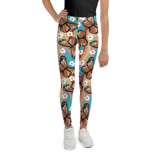 Rainbow Butterfly Youth Leggings happiness is addictiveWrong Lever Clothing