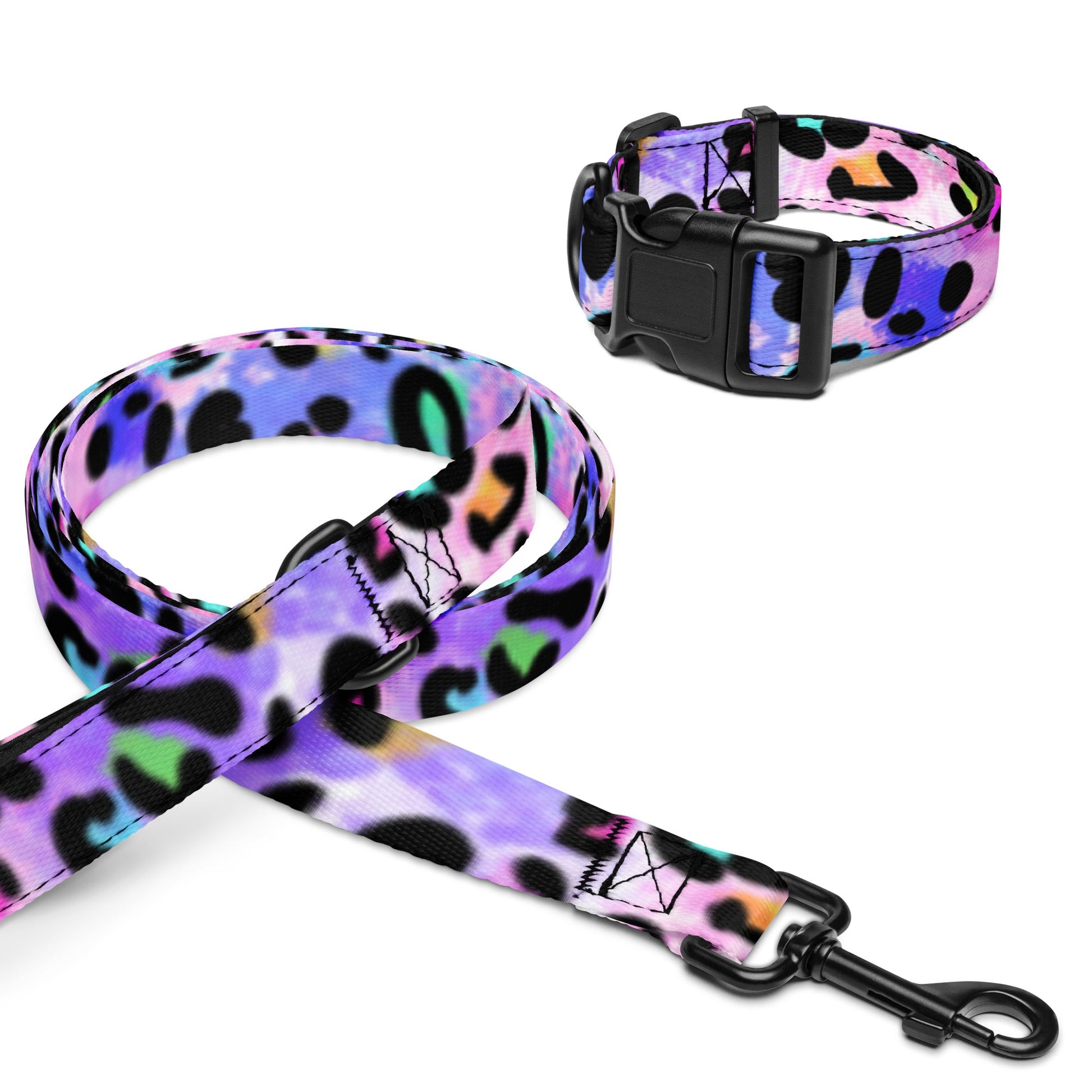 Rainbow Leopard Pet collar & leash 90s lisa frankdog collarWrong Lever Clothing