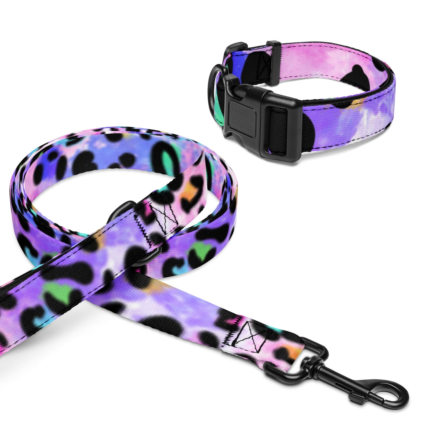 Rainbow Leopard Pet collar & leash 90s lisa frankdog collarWrong Lever Clothing