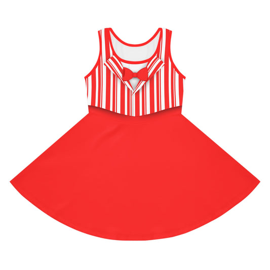 Red Dapper Day Main St Magic Inspired Girl's Skater Dress - Bounding Main St USA Style adult disney halloweenadult halloweenAll Over PrintsWrong Lever Clothing