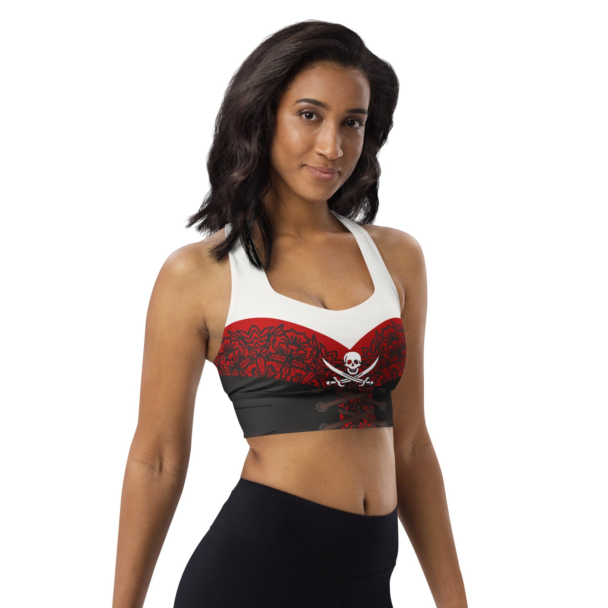 Rogue Sea Captain Longline Sports Bra – Dark Siren Athletic Crop Top costume stylecruise pirate nightWrong Lever Clothing