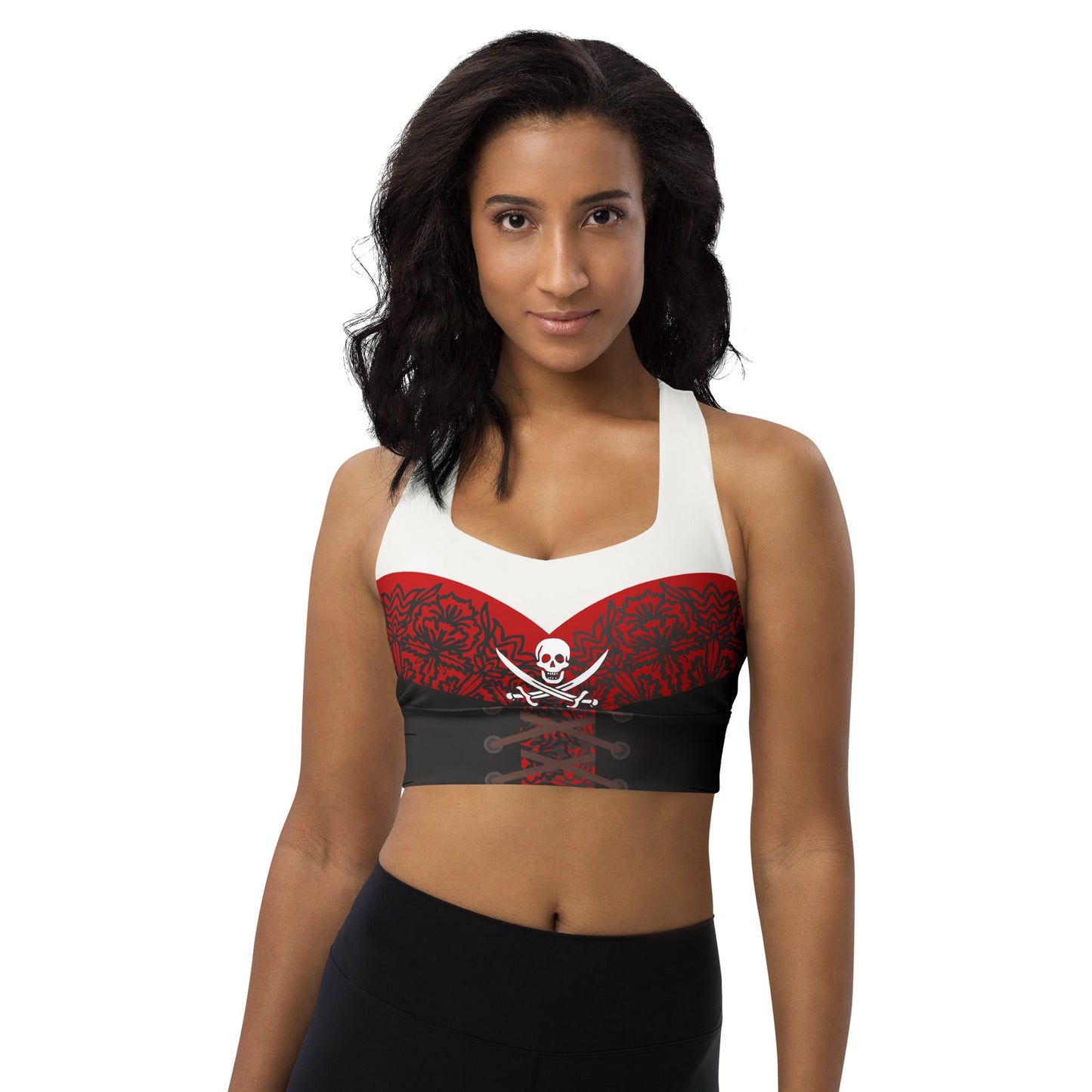 Rogue Sea Captain Longline Sports Bra – Dark Siren Athletic Crop Top costume stylecruise pirate nightWrong Lever Clothing