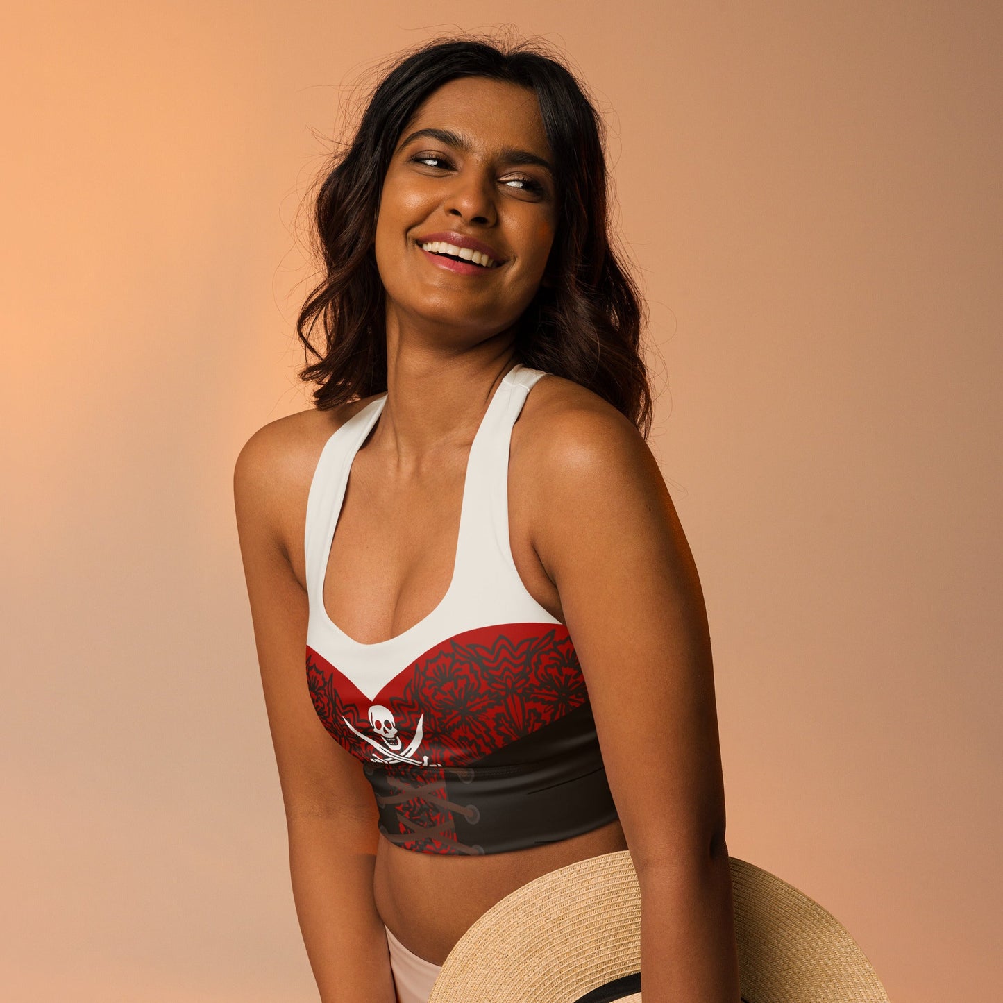 Rogue Sea Captain Longline Sports Bra – Dark Siren Athletic Crop Top costume stylecruise pirate nightWrong Lever Clothing