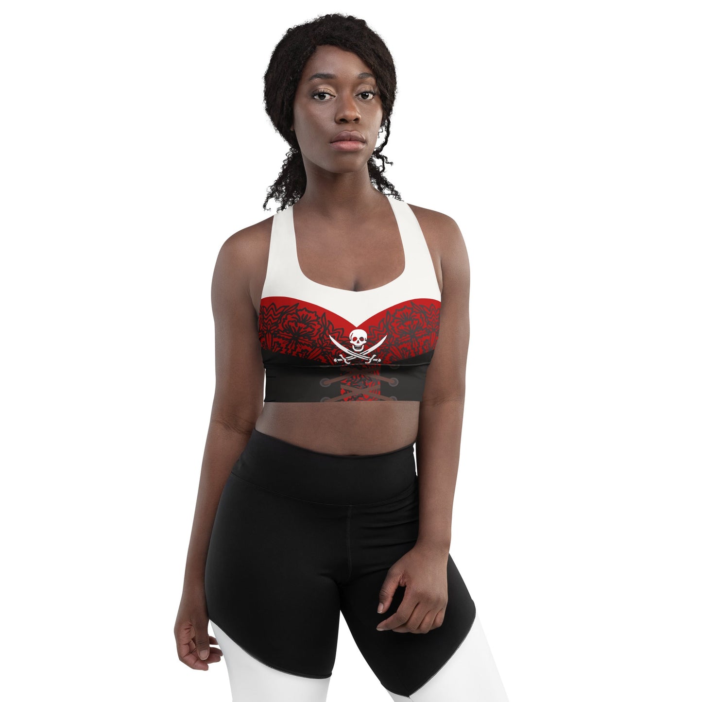 Rogue Sea Captain Longline Sports Bra – Dark Siren Athletic Crop Top costume stylecruise pirate nightWrong Lever Clothing