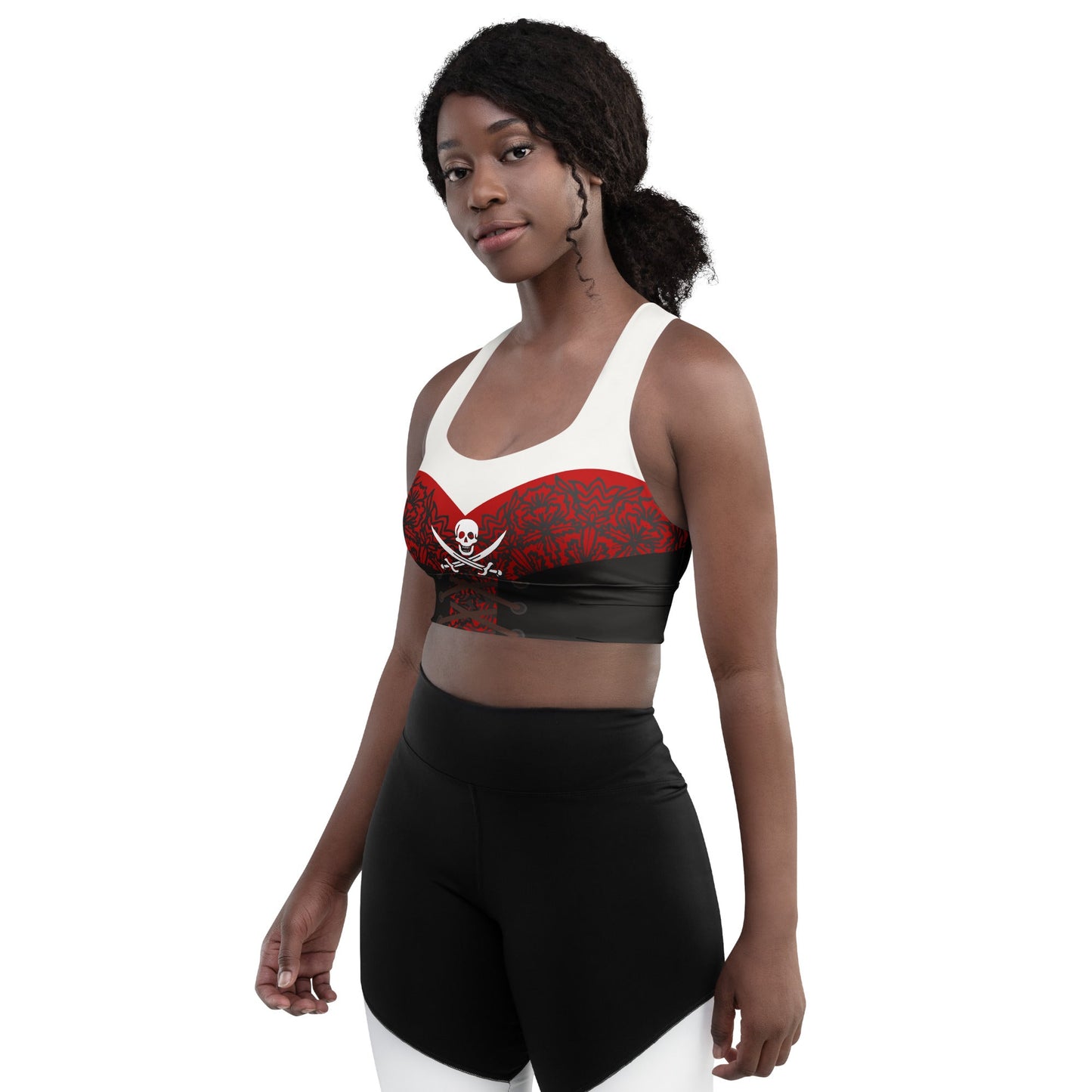 Rogue Sea Captain Longline Sports Bra – Dark Siren Athletic Crop Top costume stylecruise pirate nightWrong Lever Clothing