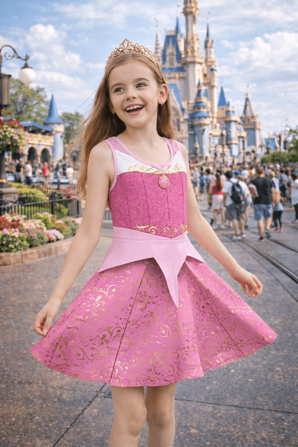 Sleeping Pink Princess Fancy Girls' Sleeveless Sundress - Costume, Cosplay All Over PrintAOPkids dressWrong Lever Clothing