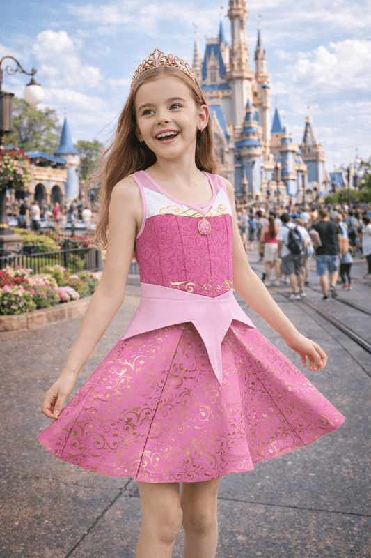 Sleeping Pink Princess Fancy Girls' Sleeveless Sundress - Costume, Cosplay All Over PrintAOPkids dressWrong Lever Clothing