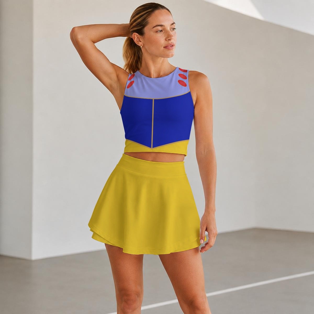 Snow White Inspired Running Outfit | Princess Race Costume | Blue Yellow Running Skirt & Tank Set active wearactivewearWrong Lever Clothing