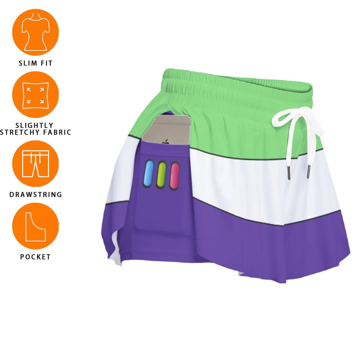 Space Ranger Butterfly Shorts – Galactic Swirl Ruffle Running Shorts All Over Printbuzz lightyearWrong Lever Clothing