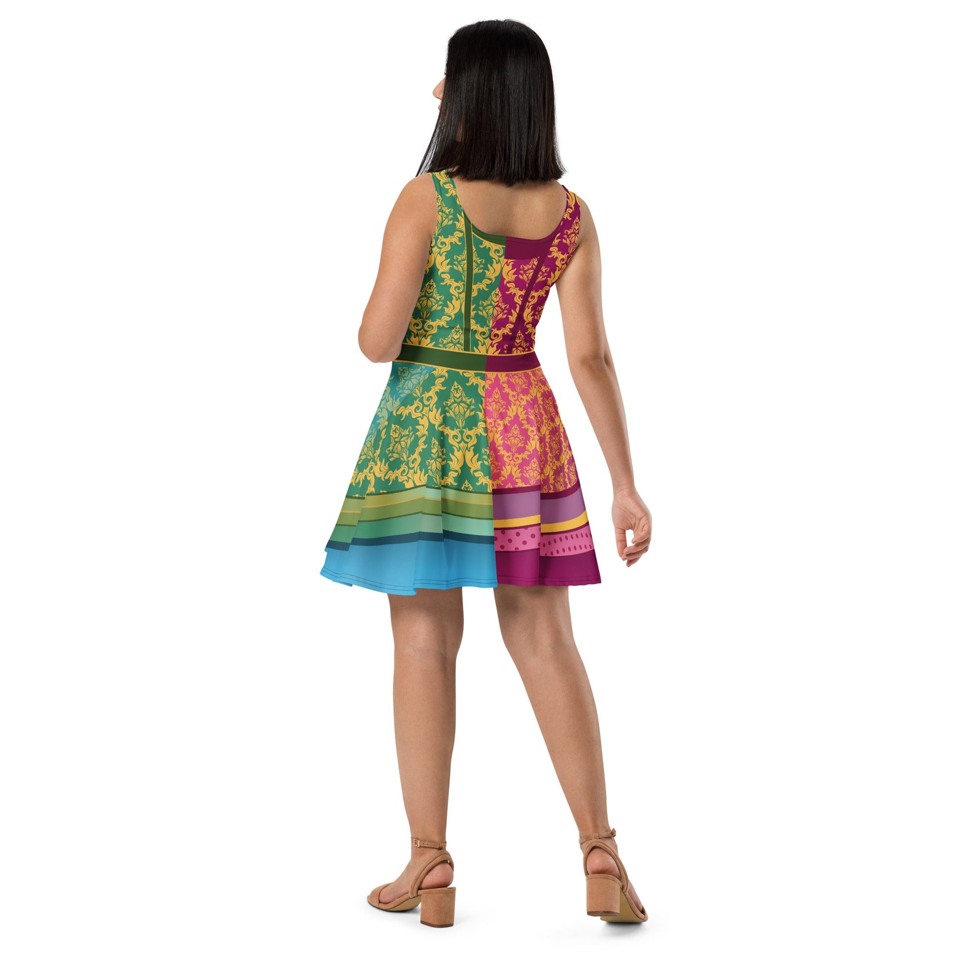 Split Stepsisters Inspired Skater Dress | Villain Sister Dress | Purple & Green Fairytale Dress | Park Outfit | Casual Cosplay Dress | Adult anastasia drizellacinderellaSkater DressWrong Lever Clothing