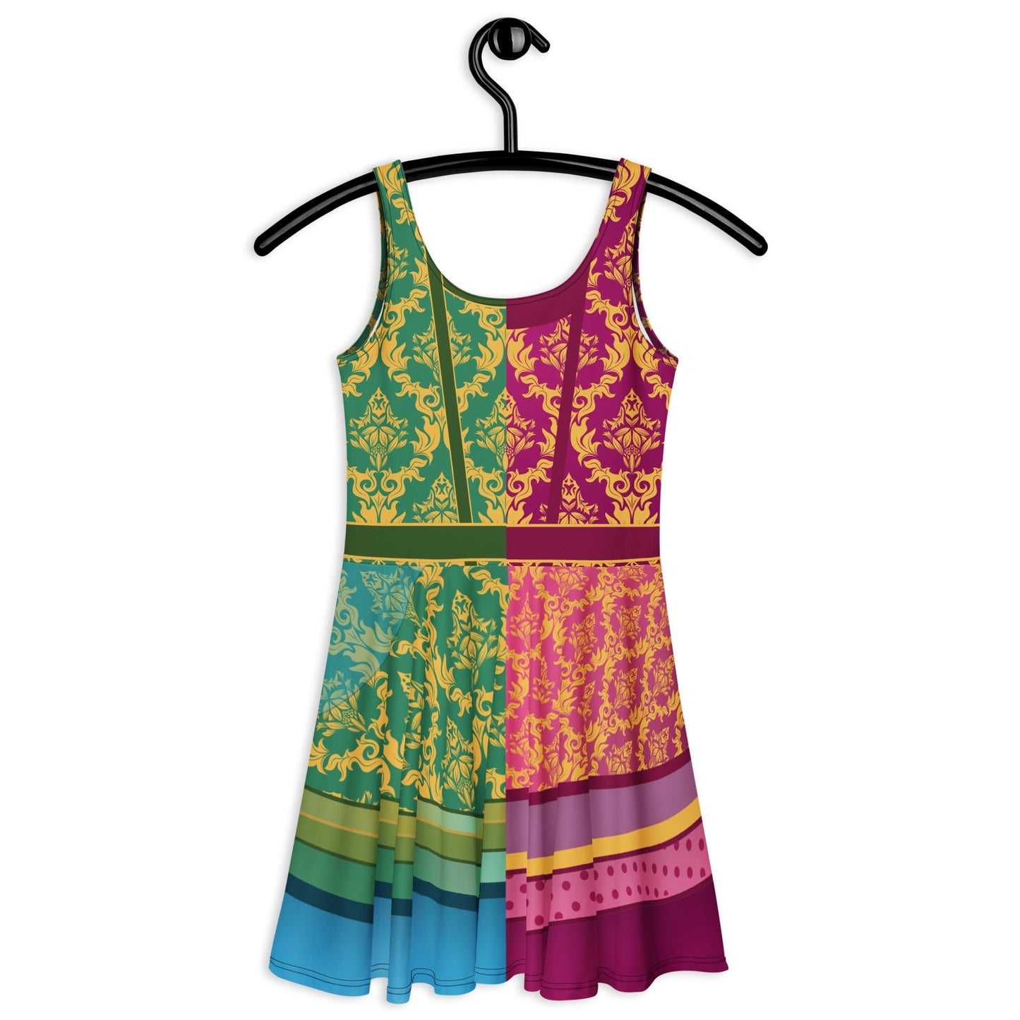 Split Stepsisters Inspired Skater Dress | Villain Sister Dress | Purple & Green Fairytale Dress | Park Outfit | Casual Cosplay Dress | Adult anastasia drizellacinderellaSkater DressWrong Lever Clothing