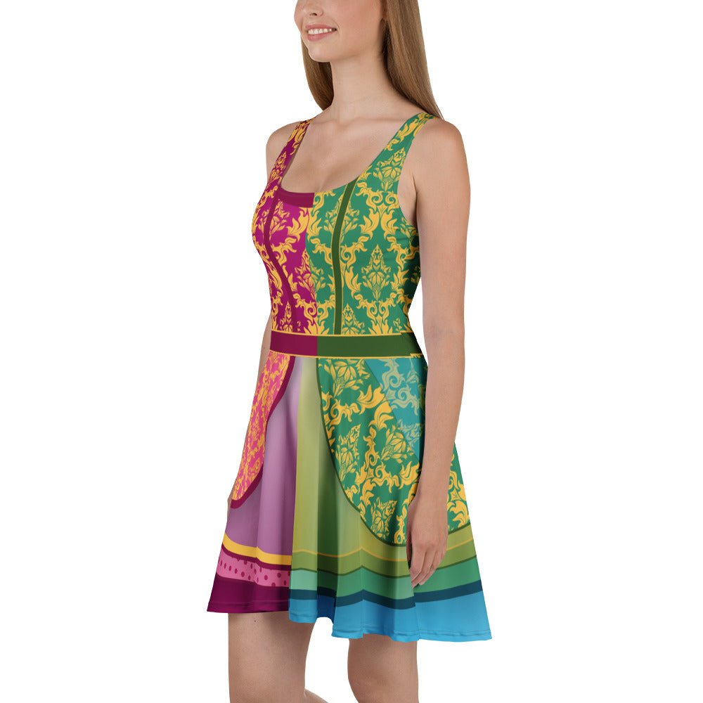Split Stepsisters Inspired Skater Dress | Villain Sister Dress | Purple & Green Fairytale Dress | Park Outfit | Casual Cosplay Dress | Adult anastasia drizellacinderellaSkater DressWrong Lever Clothing