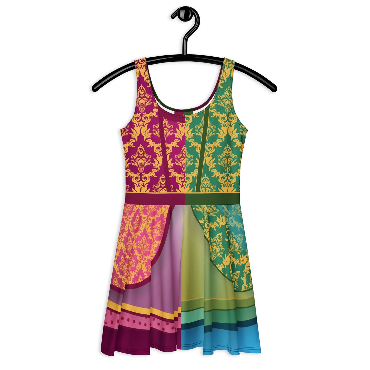 Split Stepsisters Inspired Skater Dress | Villain Sister Dress | Purple & Green Fairytale Dress | Park Outfit | Casual Cosplay Dress | Adult anastasia drizellacinderellaSkater DressWrong Lever Clothing