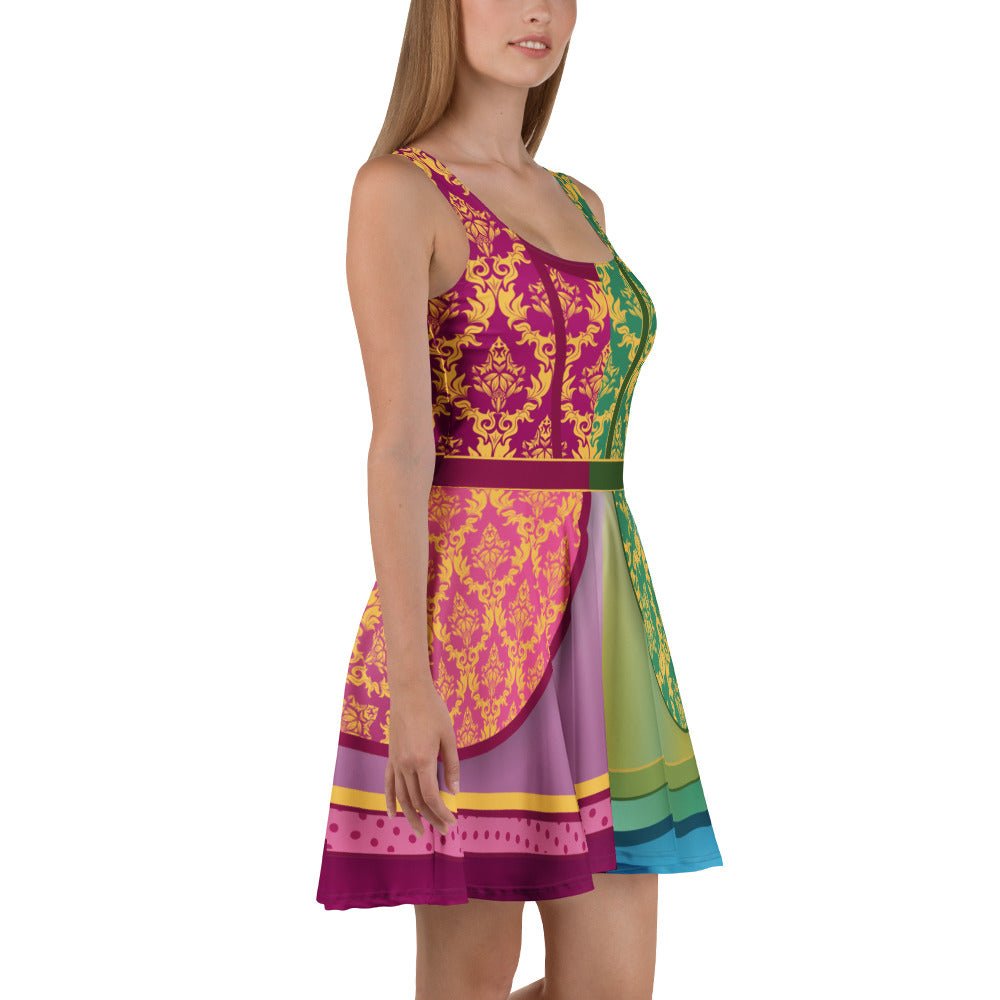 Split Stepsisters Inspired Skater Dress | Villain Sister Dress | Purple & Green Fairytale Dress | Park Outfit | Casual Cosplay Dress | Adult anastasia drizellacinderellaSkater DressWrong Lever Clothing