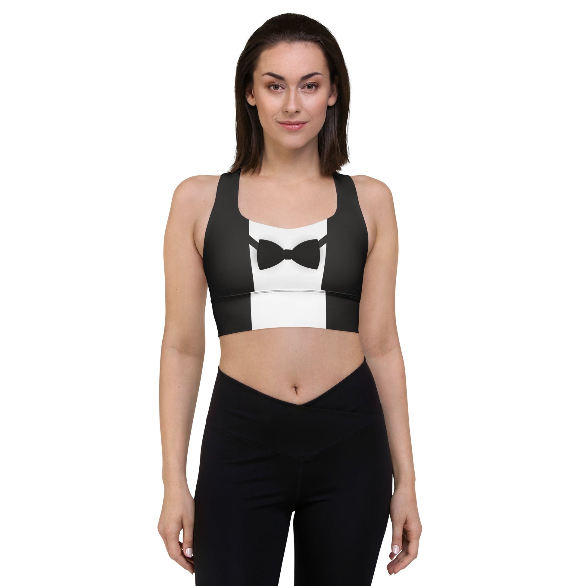 Sports Bra – Faux Tuxedo Penguin Design cosplaydisney adultWrong Lever Clothing