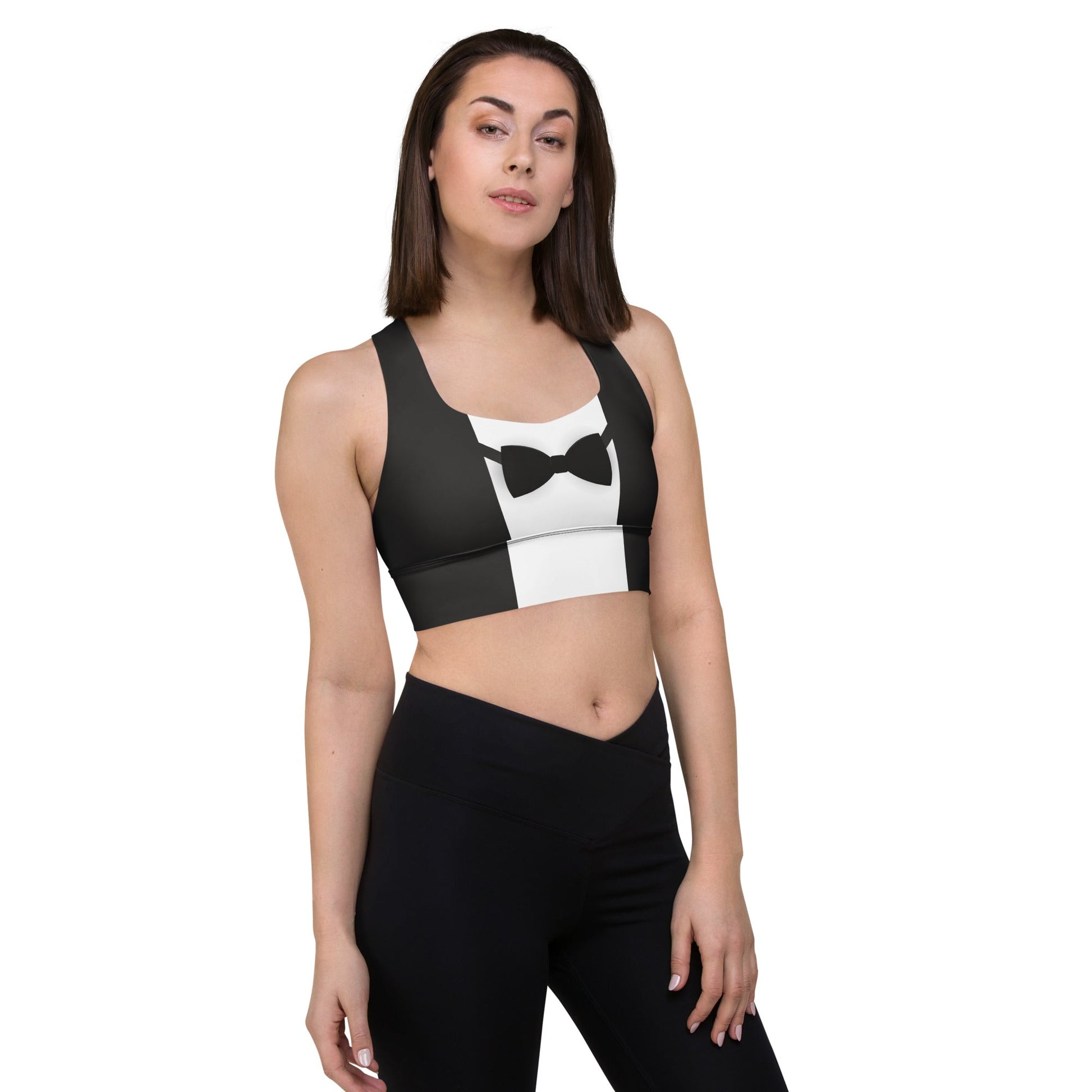 Sports Bra – Faux Tuxedo Penguin Design cosplaydisney adultWrong Lever Clothing