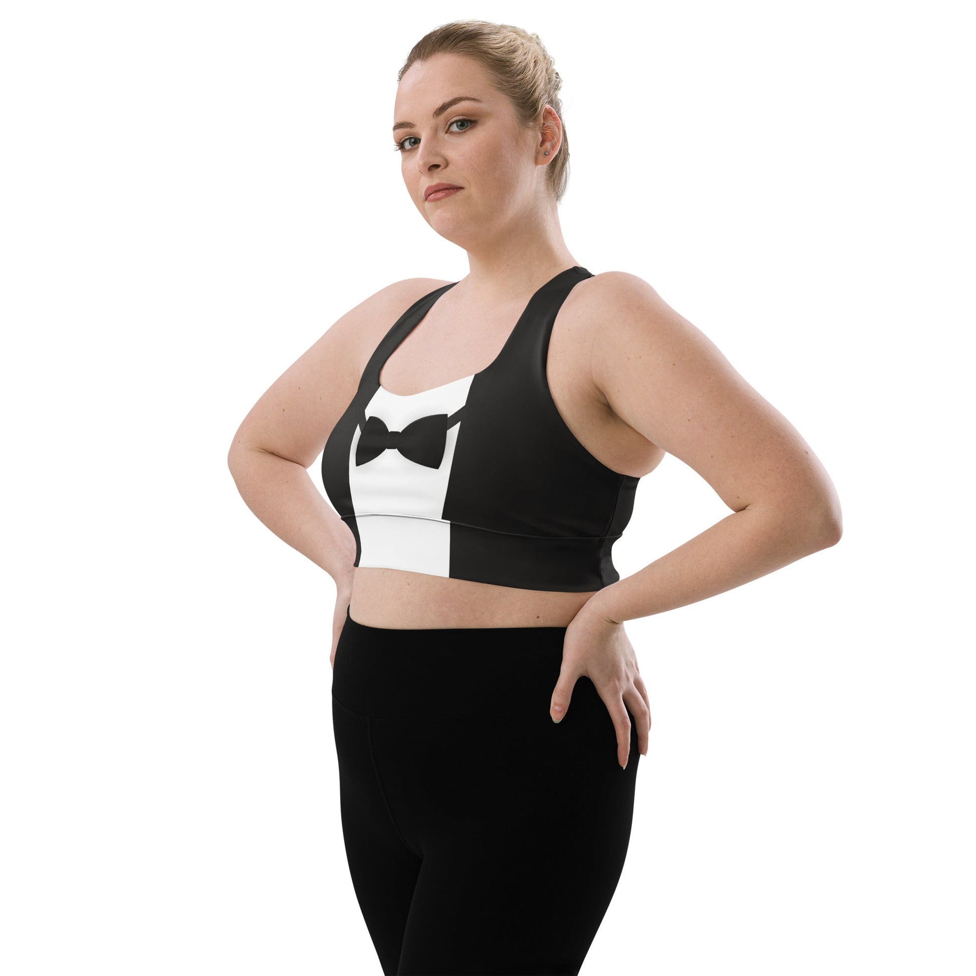 Sports Bra – Faux Tuxedo Penguin Design cosplaydisney adultWrong Lever Clothing