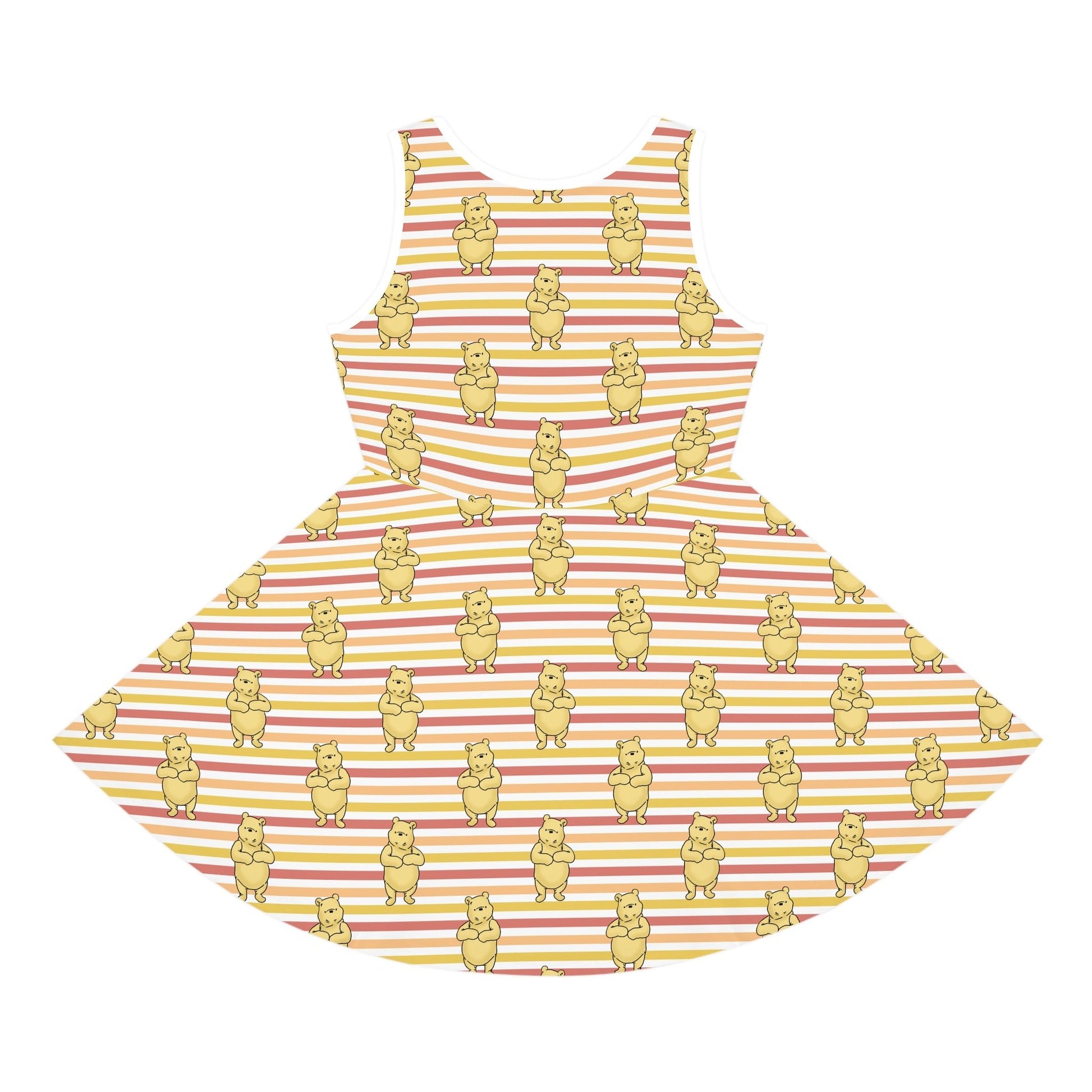 Striped Pooh Girls' Sleeveless Sundress (AOP) All Over PrintAOPAll Over PrintsWrong Lever Clothing